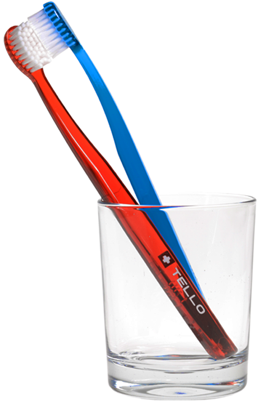 Redand Blue Toothbrushesin Glass PNG Image