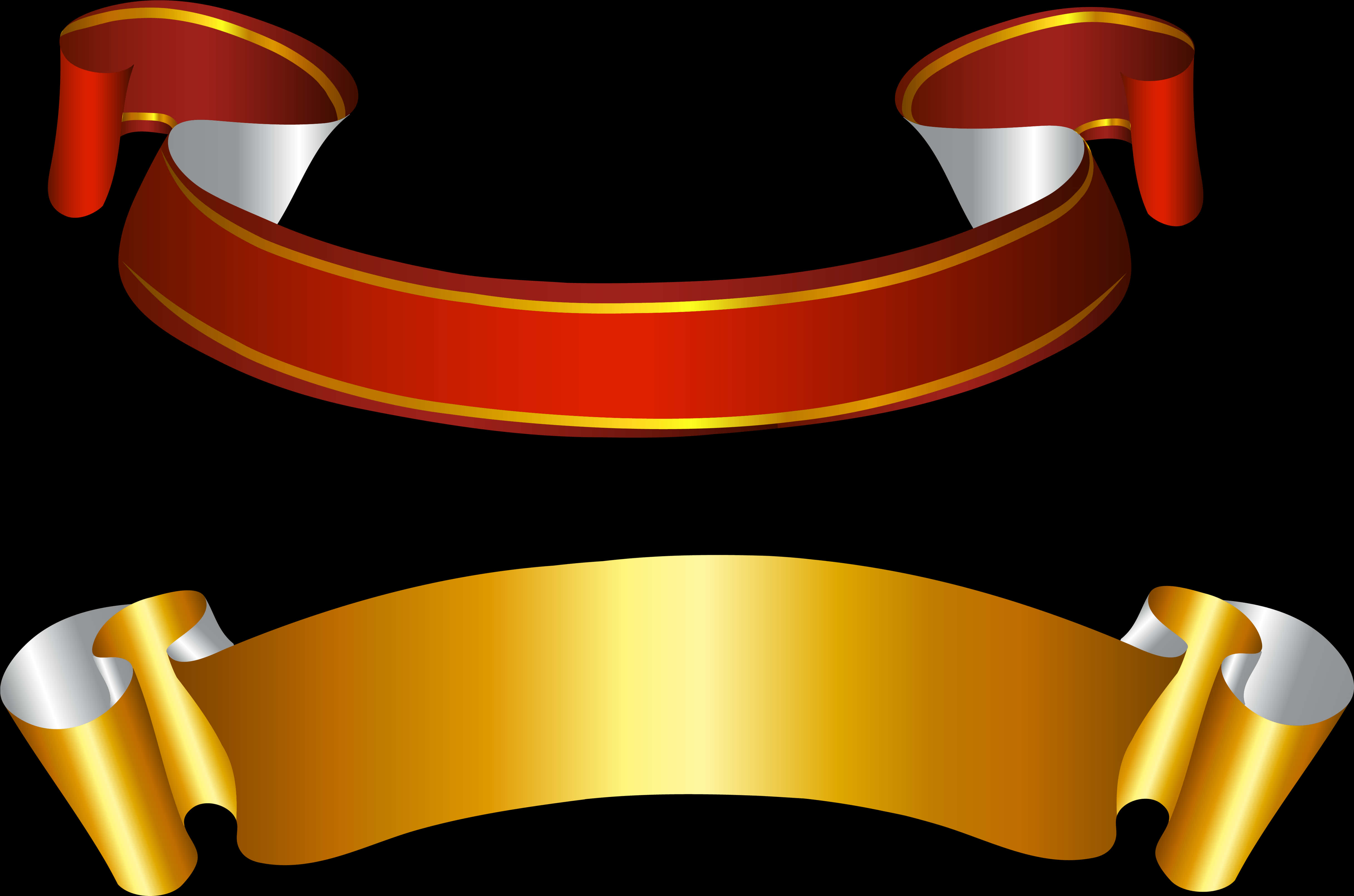 Redand Gold Banner Ribbons PNG Image