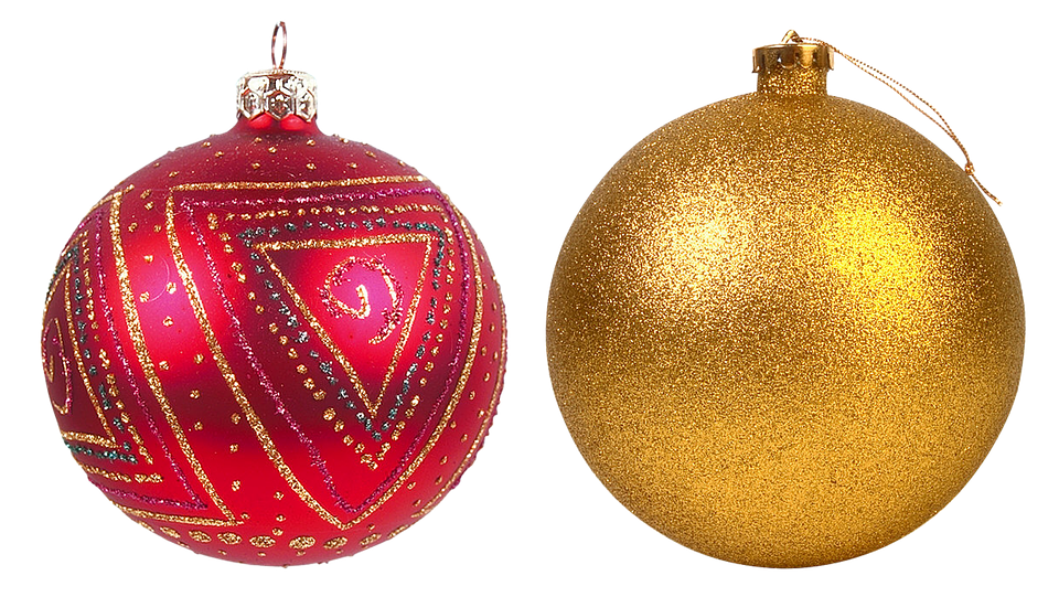 Redand Gold Christmas Baubles PNG Image