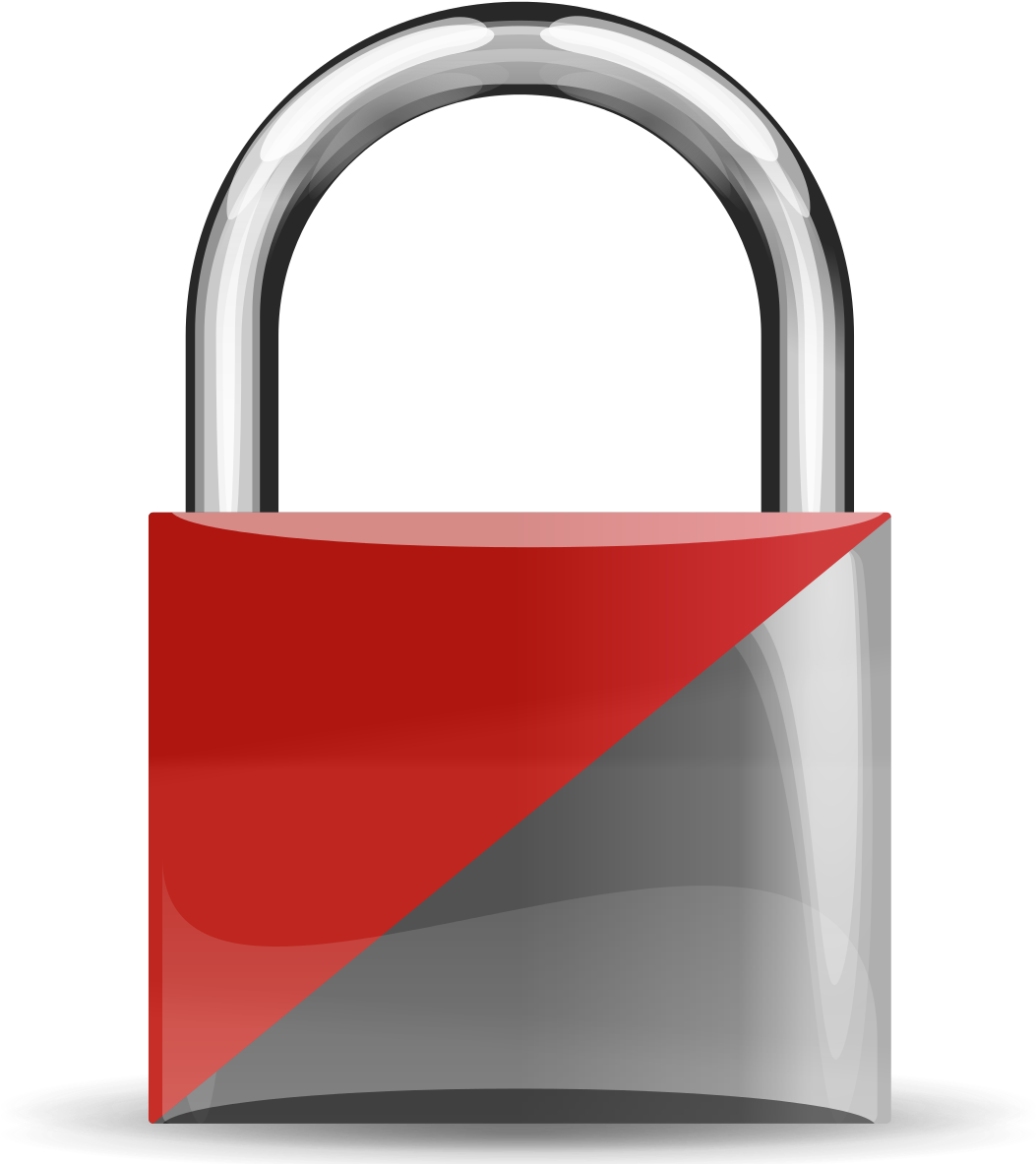 Redand Silver Padlock Graphic PNG Image