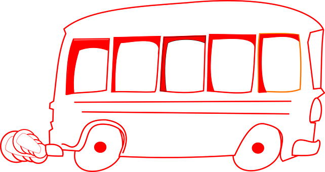 Redand White Bus Cartoon PNG Image