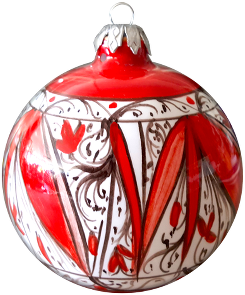 Redand White Christmas Ball Ornament PNG Image