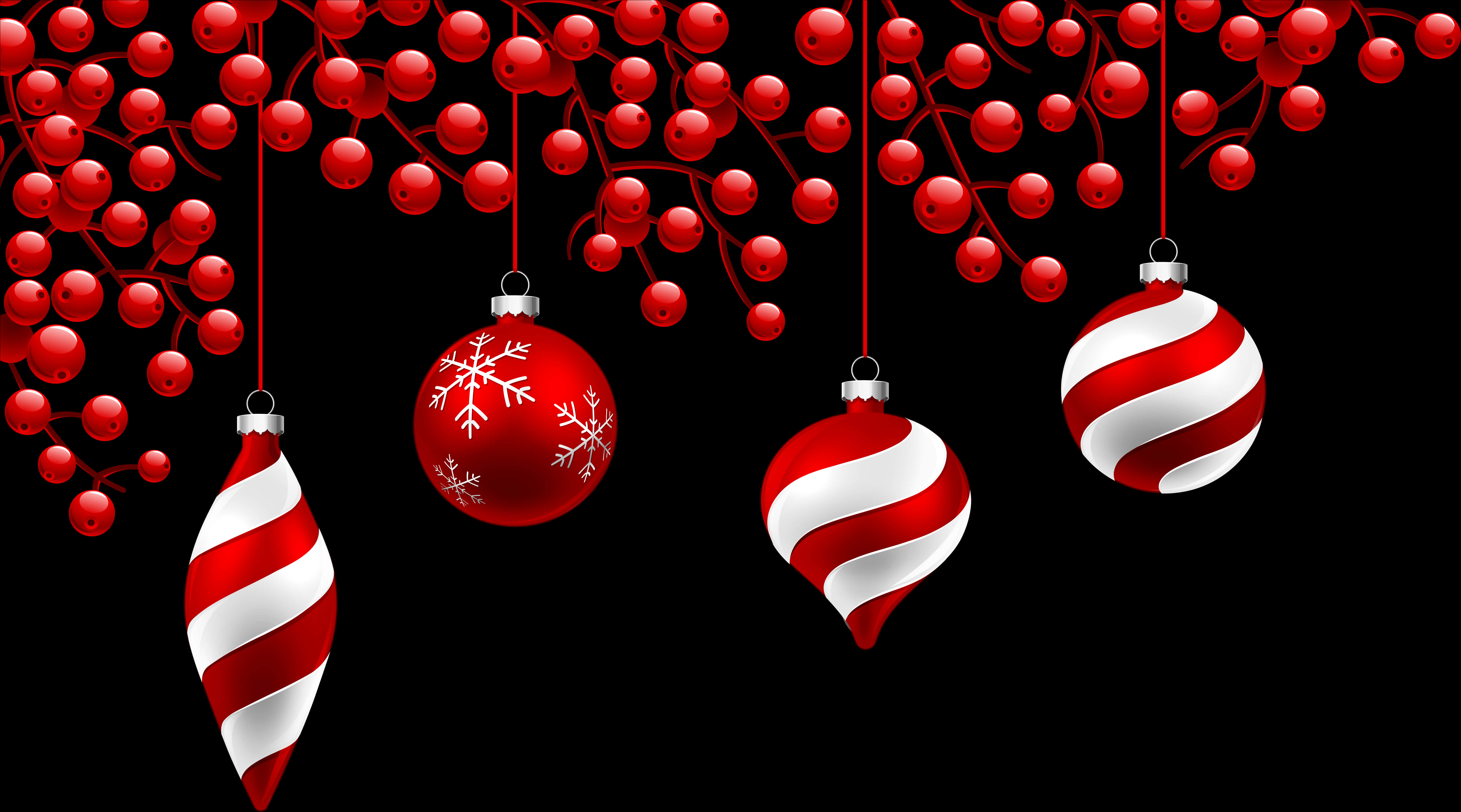 Redand White Christmas Ornaments PNG Image