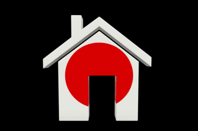 Redand White Home Iconon Black Background PNG Image