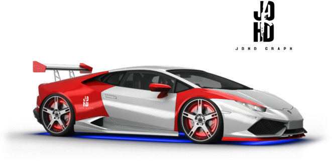 Redand White Lamborghini Huracan Racing Edition PNG Image