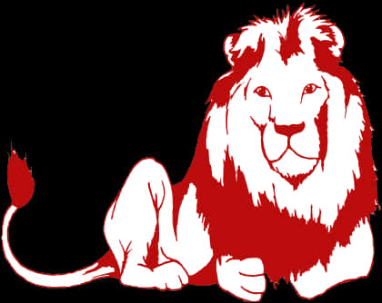 Redand White Lion Illustration PNG Image