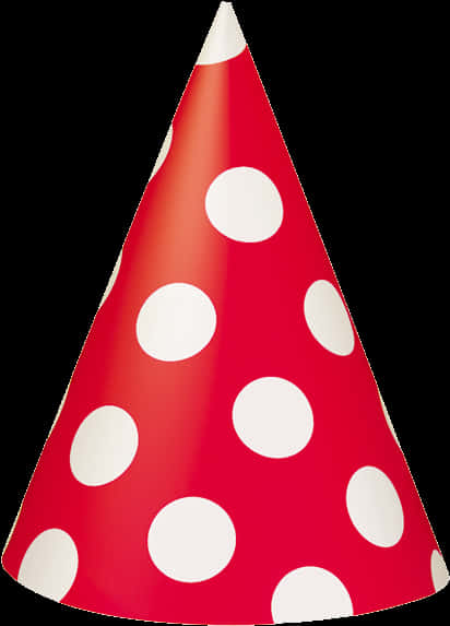 Redand White Polka Dot Birthday Hat PNG Image