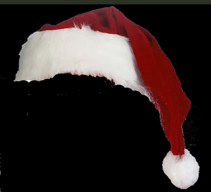 Redand White Santa Hat Black Background PNG Image