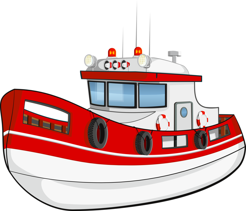 Redand White Tugboat Illustration PNG Image