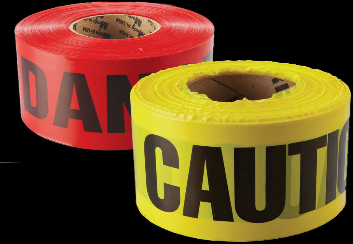 Redand Yellow Caution Tape Rolls PNG Image