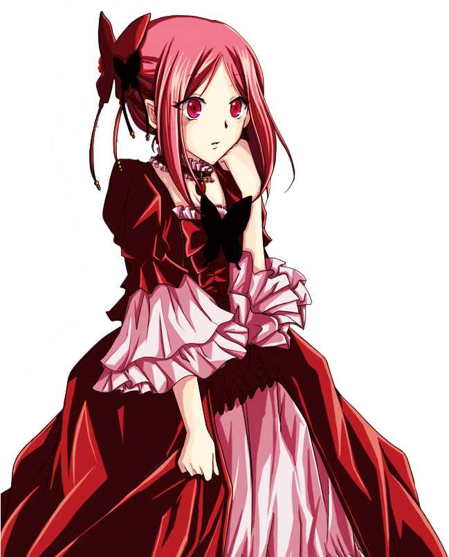 Redhead Anime Characterin Gothic Dress PNG Image