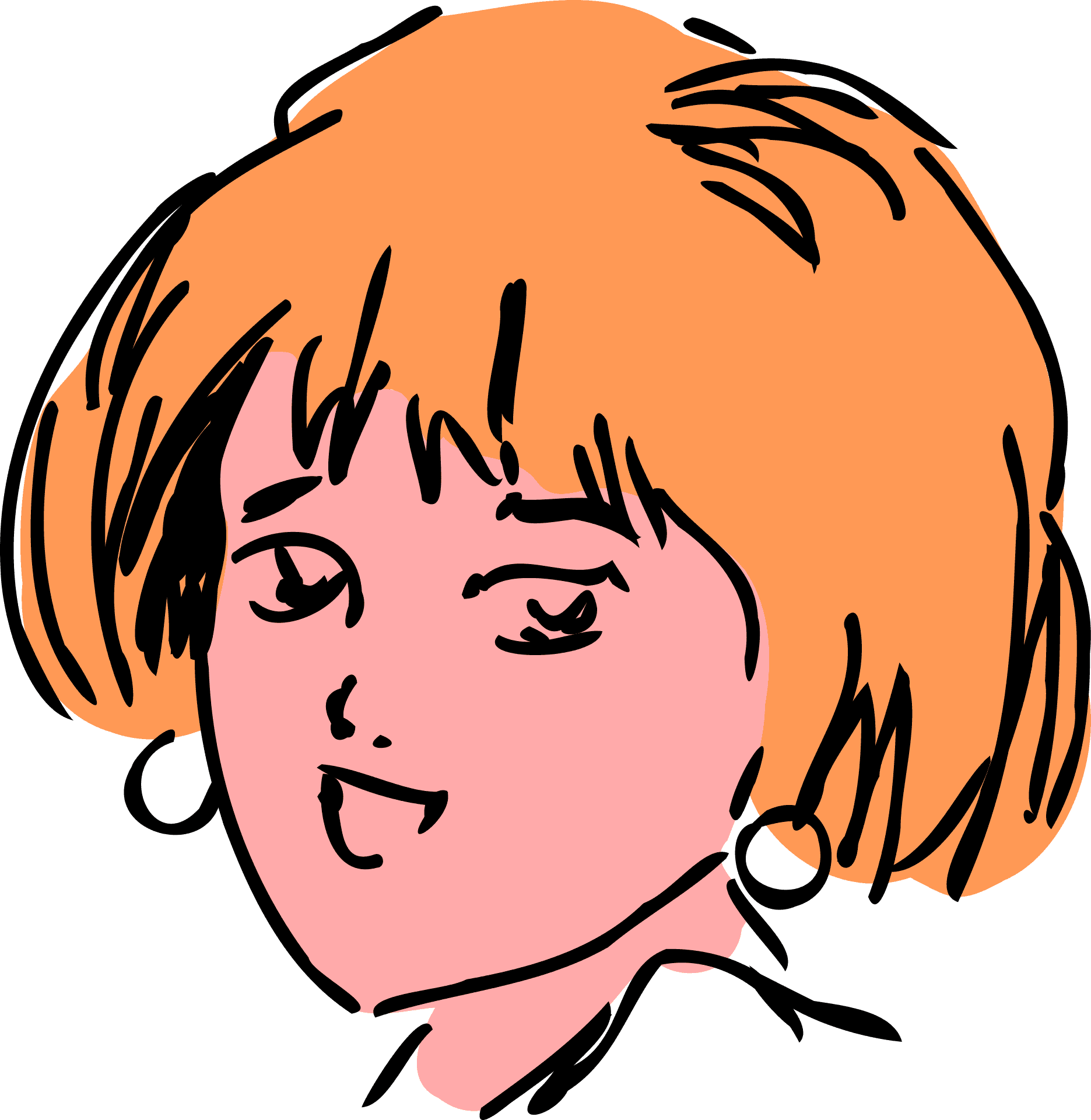 Redhead Cartoon Portrait PNG Image