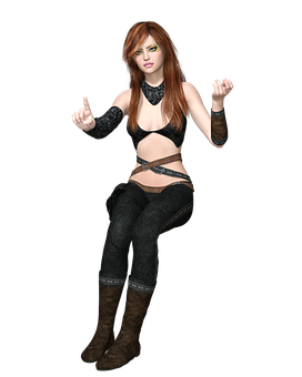 Redhead Fantasy Figure Gesture PNG Image