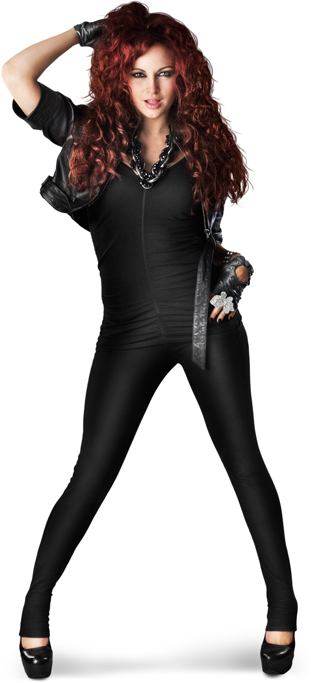 Redhead Model In Black Outfit PNG Image