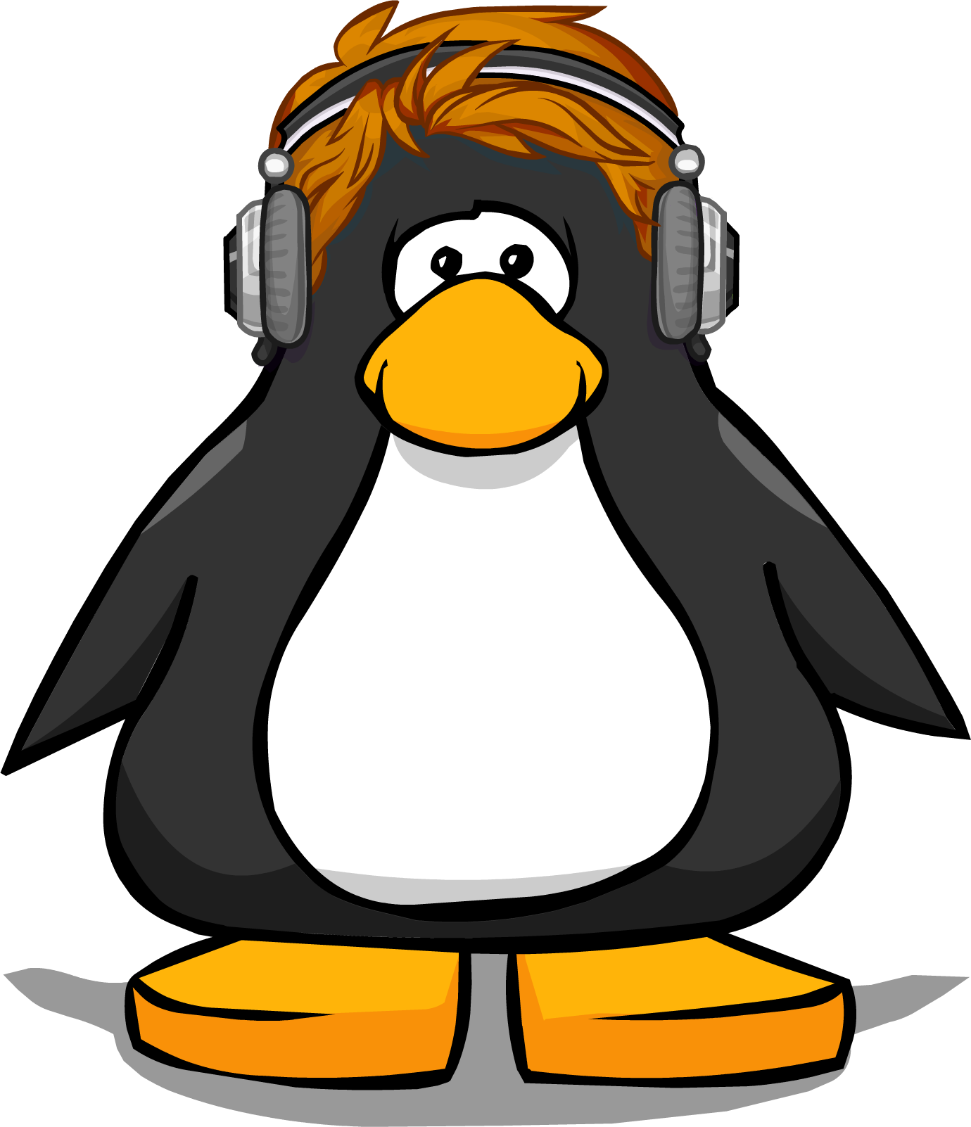 Redhead Penguin Listeningto Music PNG Image