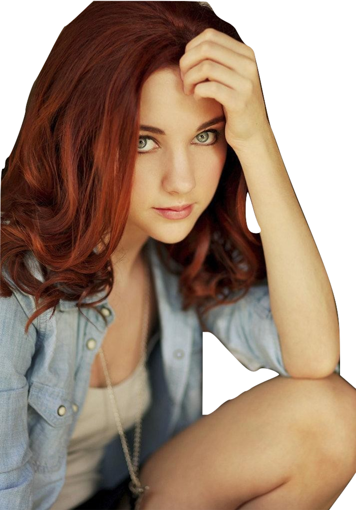 Redhead Woman Pensive Pose PNG Image