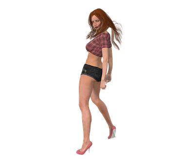 Redhead3 D Model Posing PNG Image