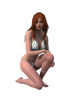 Redhead3 D Modelin Bikini PNG Image