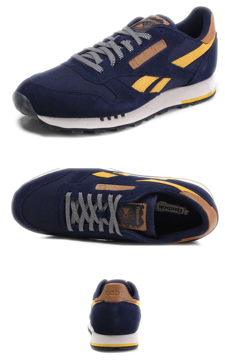 Reebok Classic Navy Yellow Sneakers PNG Image