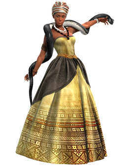 Regal African Queen Render PNG Image