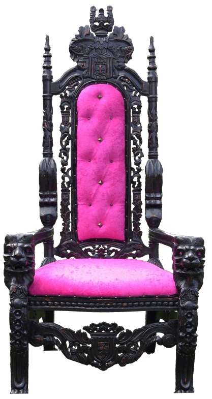 Regal Black Thronewith Pink Upholstery PNG Image