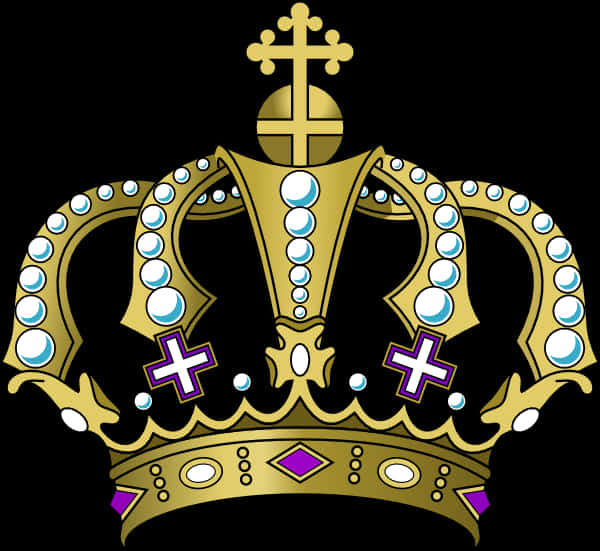 Regal Golden Crown Illustration PNG Image