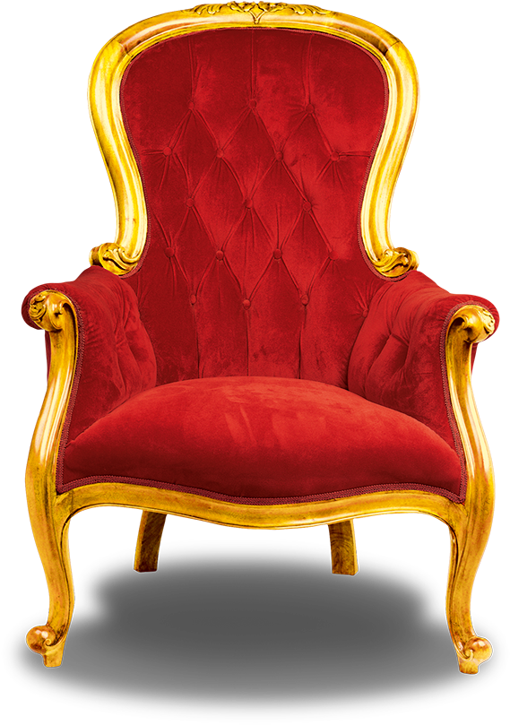 Regal Red Golden Throne Chair PNG Image