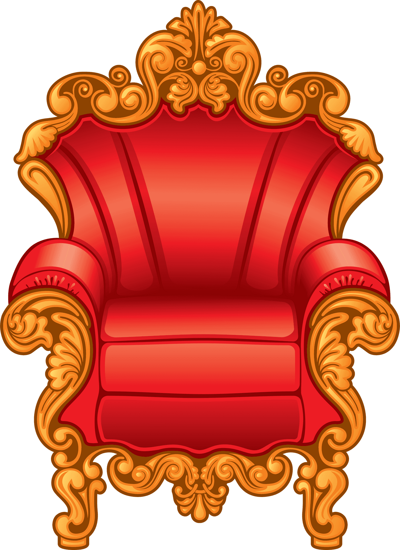 Regal Red Golden Throne Illustration PNG Image