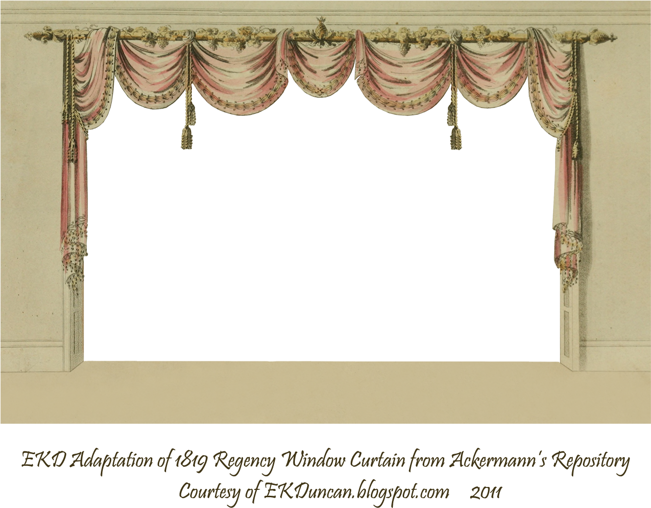 Regency Era Window Curtain Design PNG Image