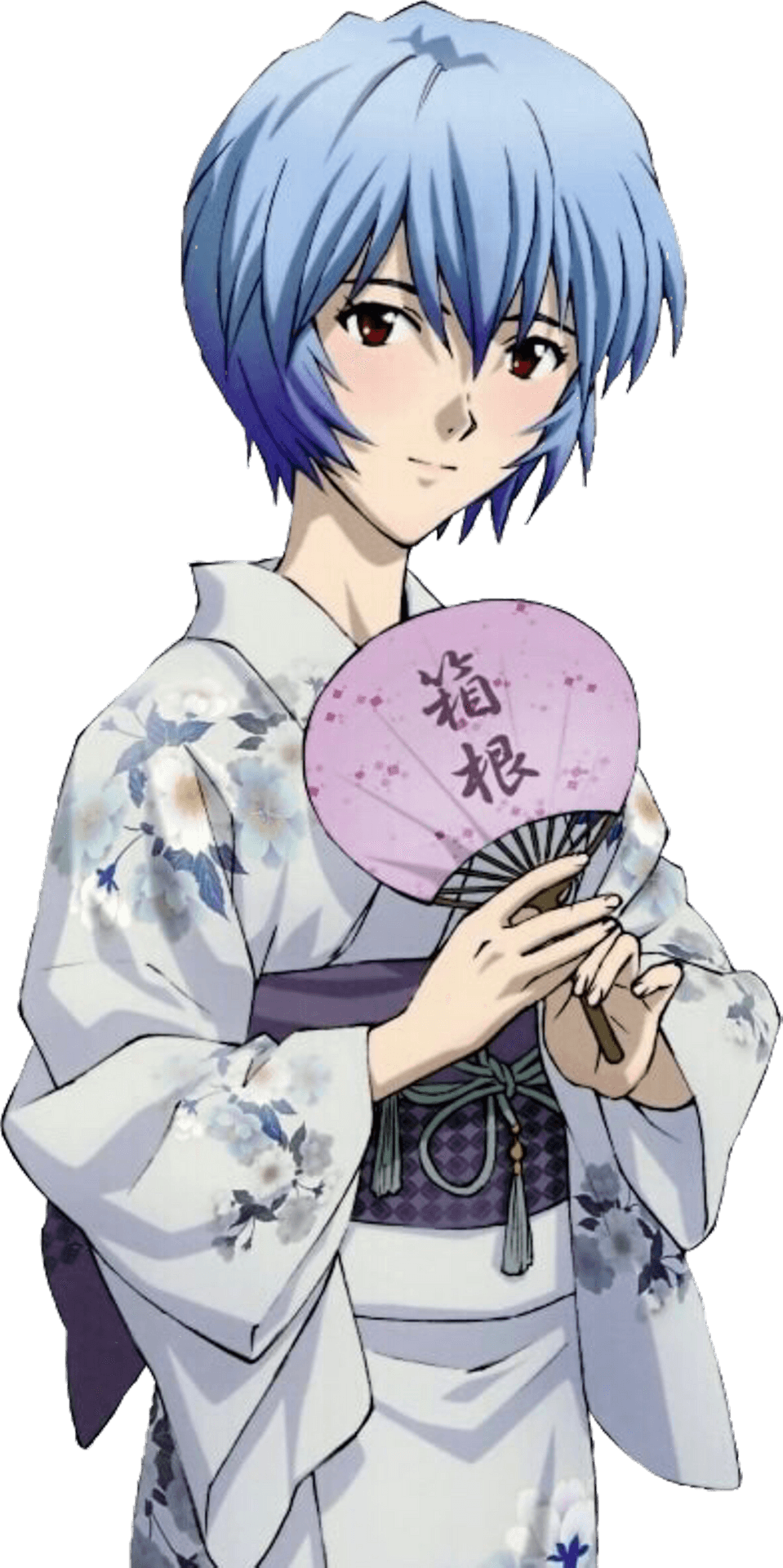 Rei Ayanami Traditional Kimono Fan PNG Image