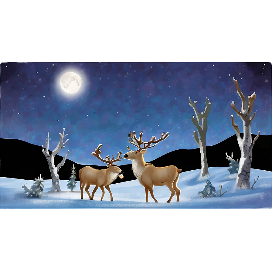 Reindeer Under Moonlight Png 05212024 PNG Image