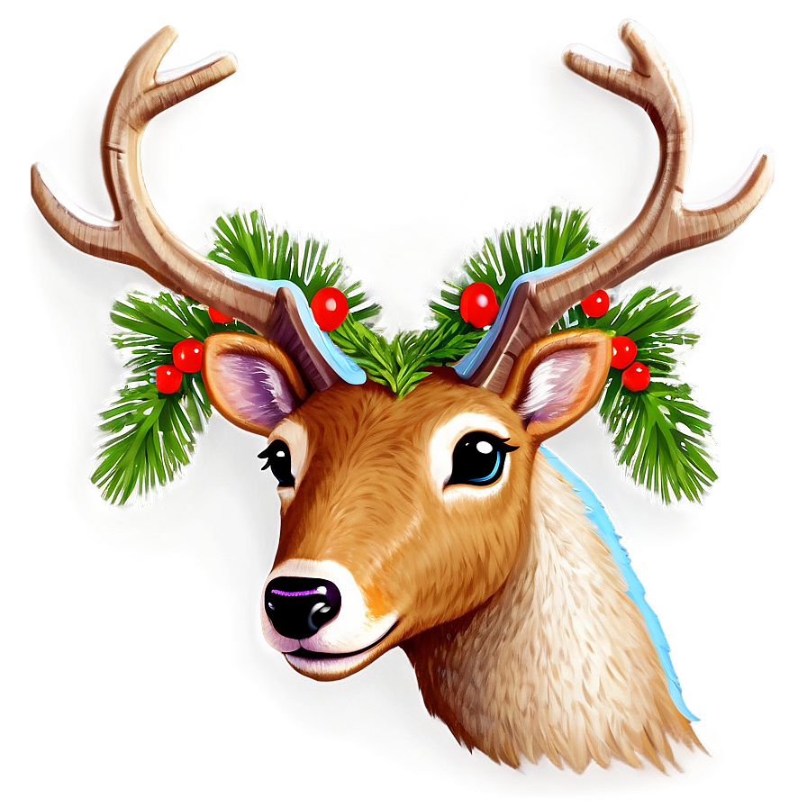 Reindeer With Wreath Png Ofs PNG Image