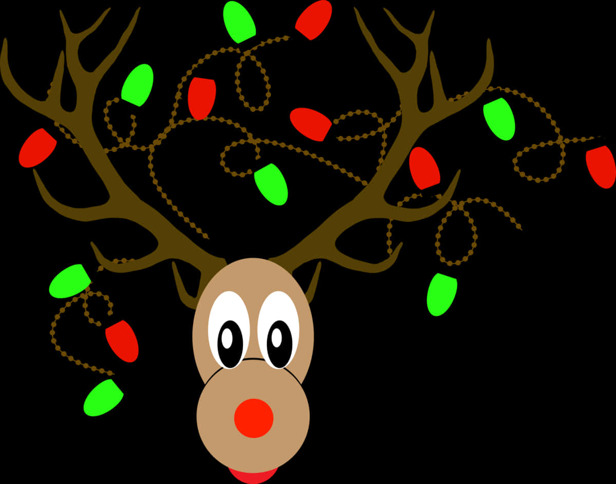 Reindeerwith Christmas Lights Antlers PNG Image