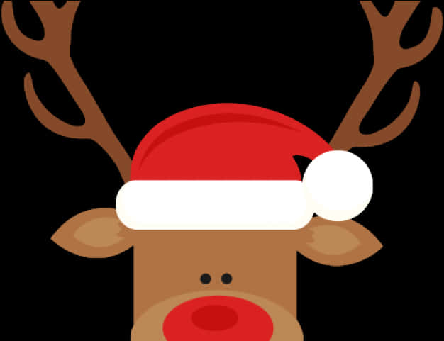 Reindeerwith Santa Hat PNG Image