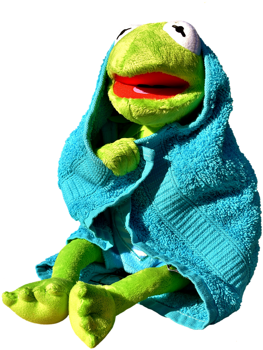 Relaxed Frog Towel Spa Day PNG Image