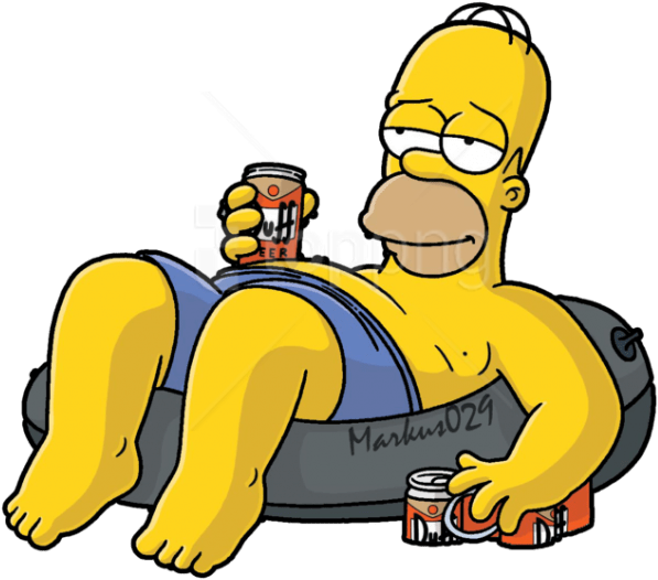 Relaxed Homer Simpsonwith Beer PNG Image