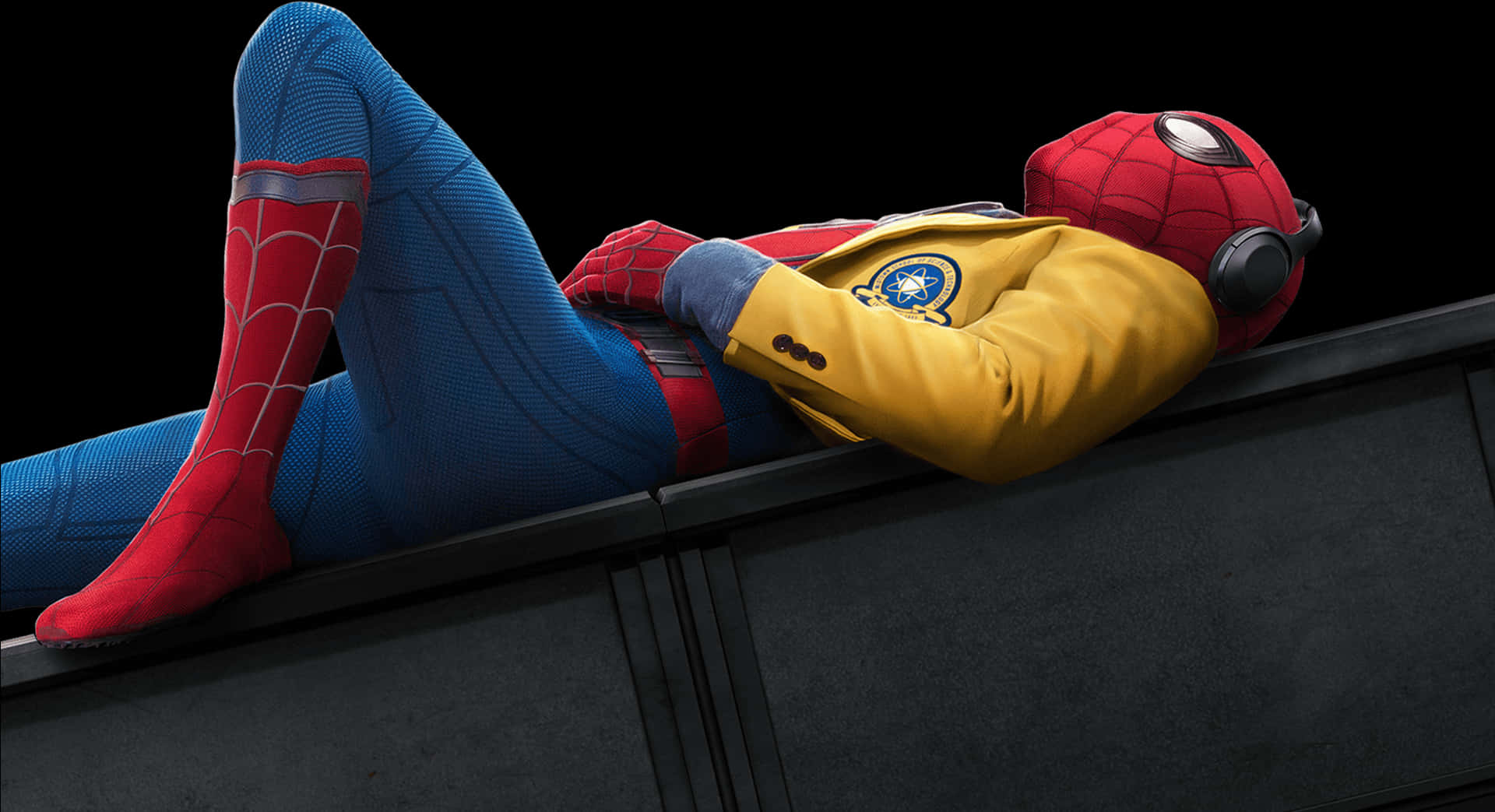 Relaxed Spider Man Lying Down PNG Image