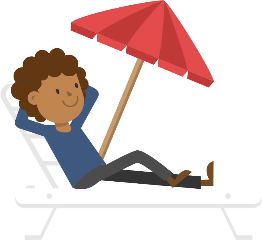 Relaxing Under Beach Umbrella PNG Image