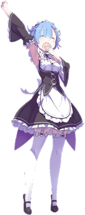 Rem Re Zero Maid Twirl PNG Image