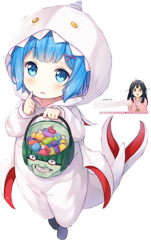 Remin Shark Kigurumiwith Candy Basket PNG Image