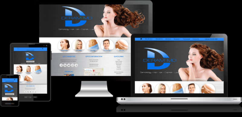 Responsive Web Design Dermatology Website Mockup PNG Image