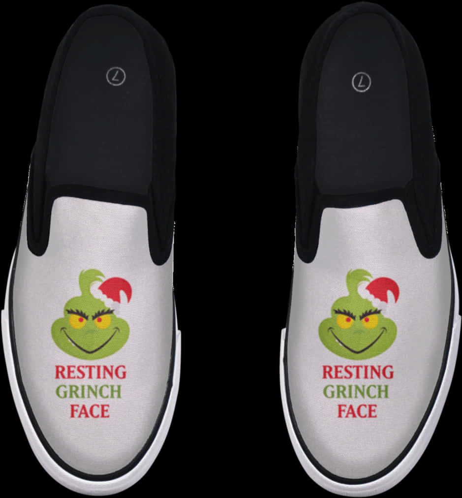 Resting Grinch Face Slip On Shoes PNG Image