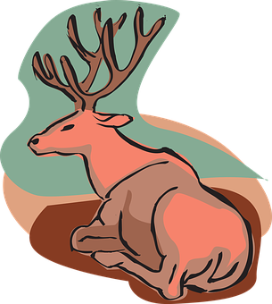 Resting Stag Illustration PNG Image