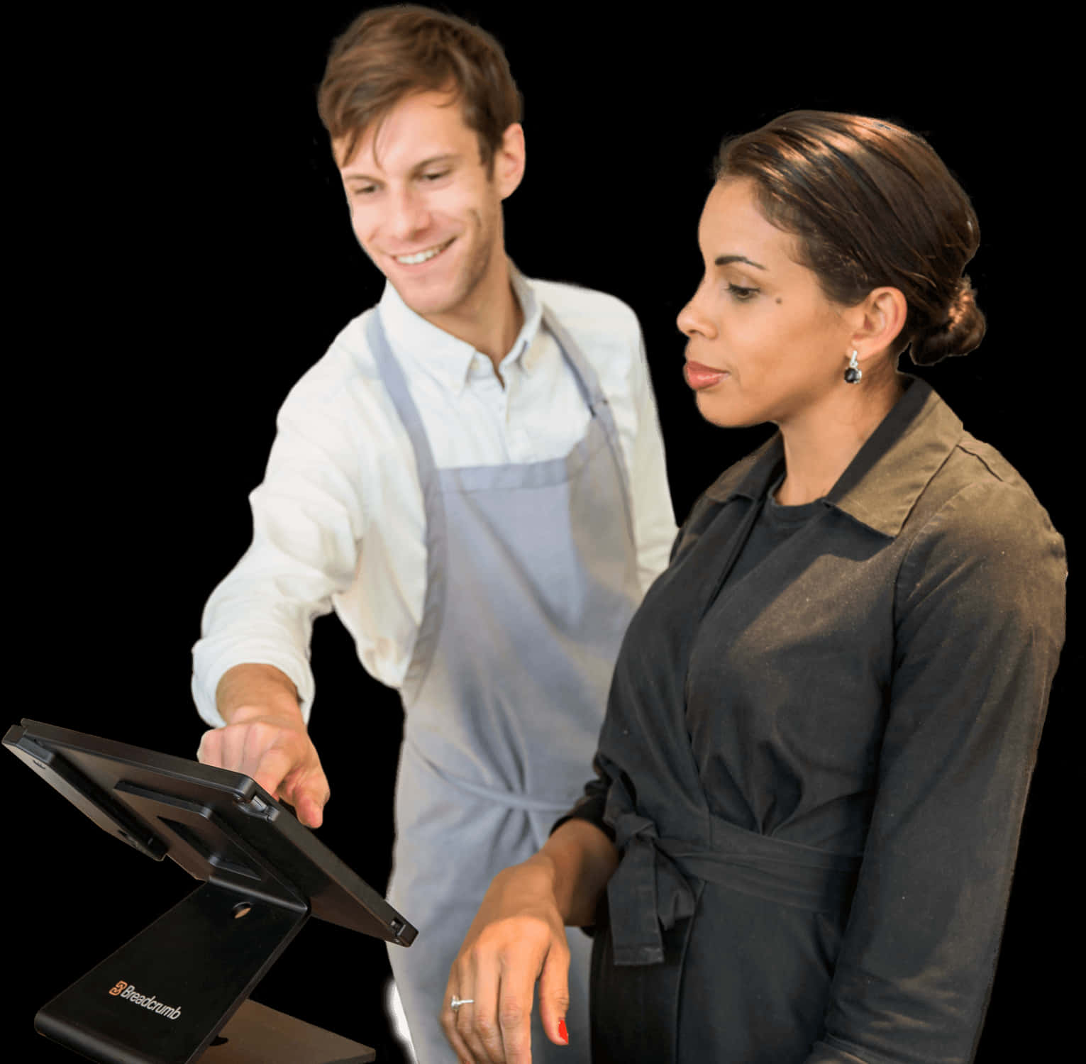 Retail Staff Using Pointof Sale System PNG Image