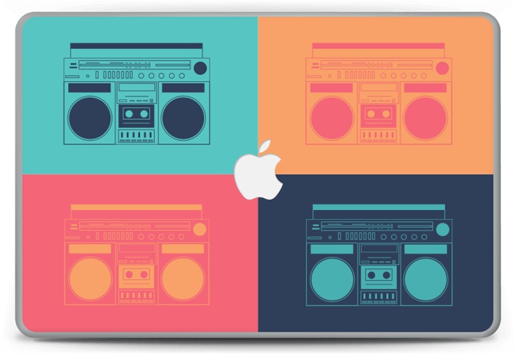 Retro Boombox Collage PNG Image