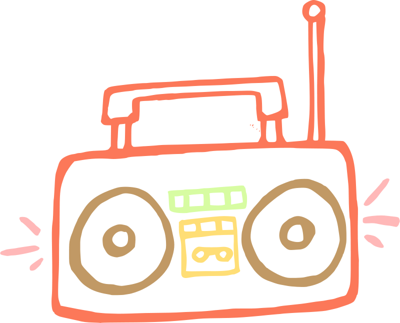 Retro Boombox Doodle Art PNG Image