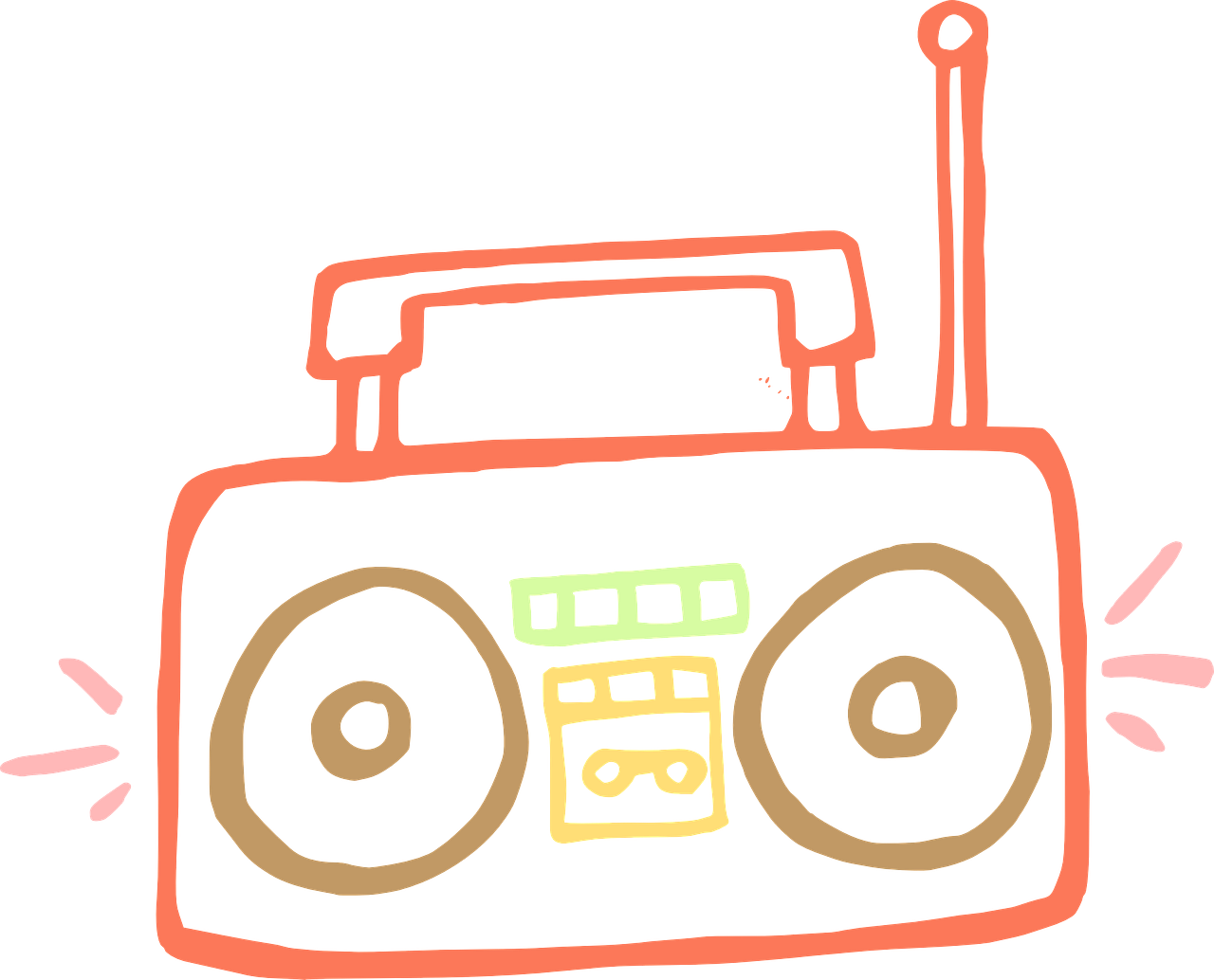 Retro Boombox Illustration PNG Image