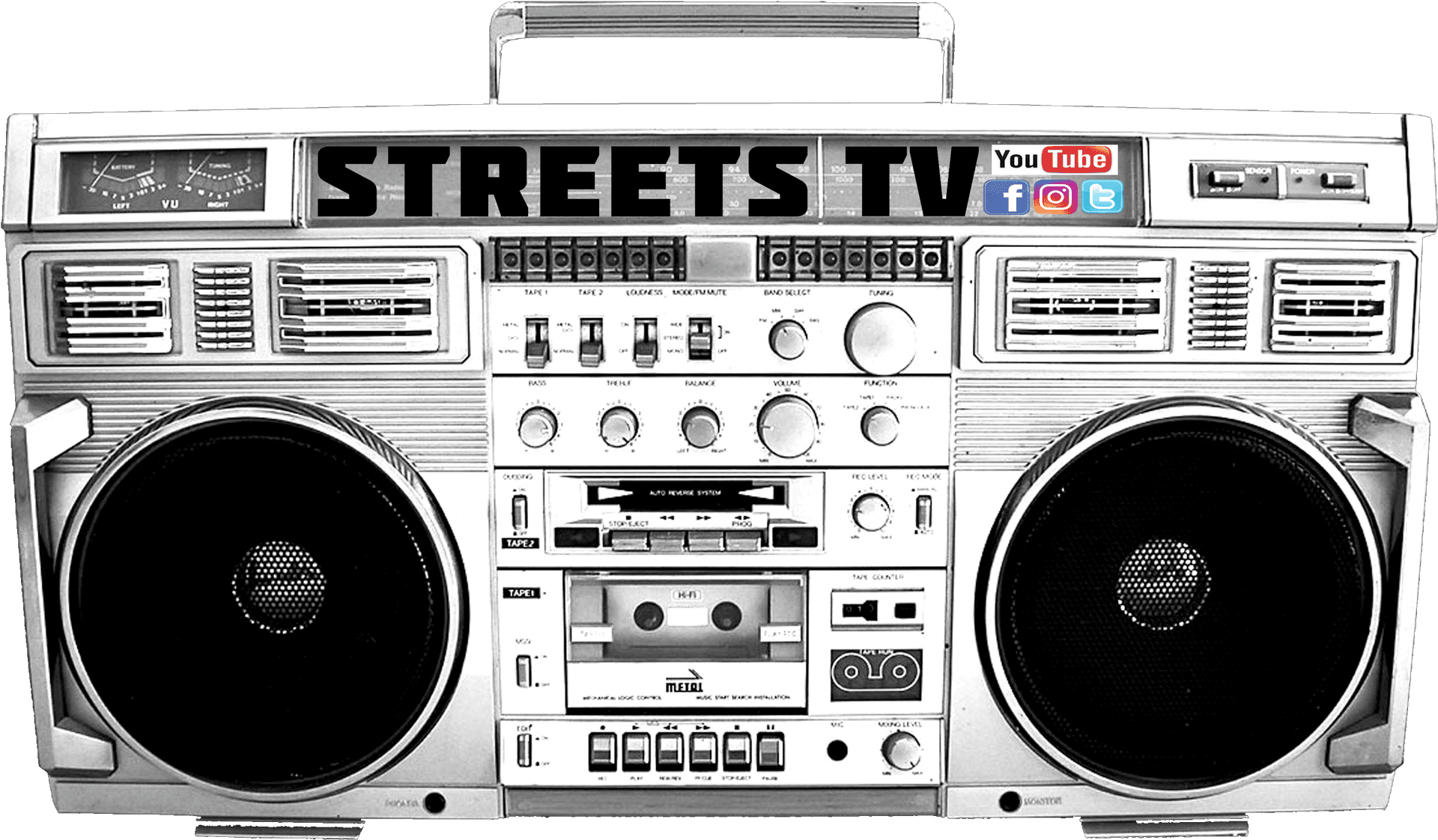 Retro Boombox Social Media PNG Image