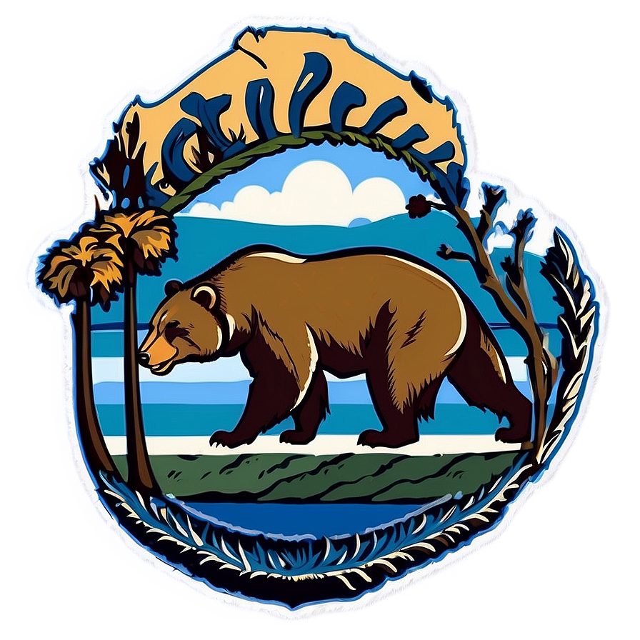 Retro California Bear Emblem Png Oag PNG Image