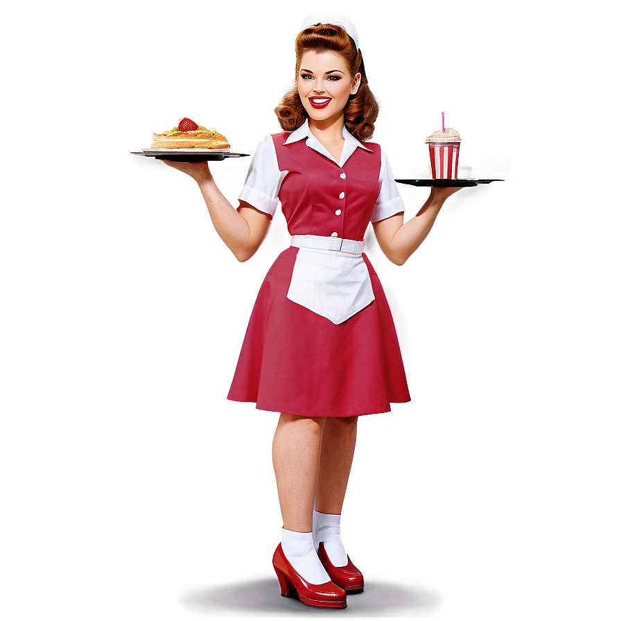 Retro Diner Waitress Png 06272024 PNG Image